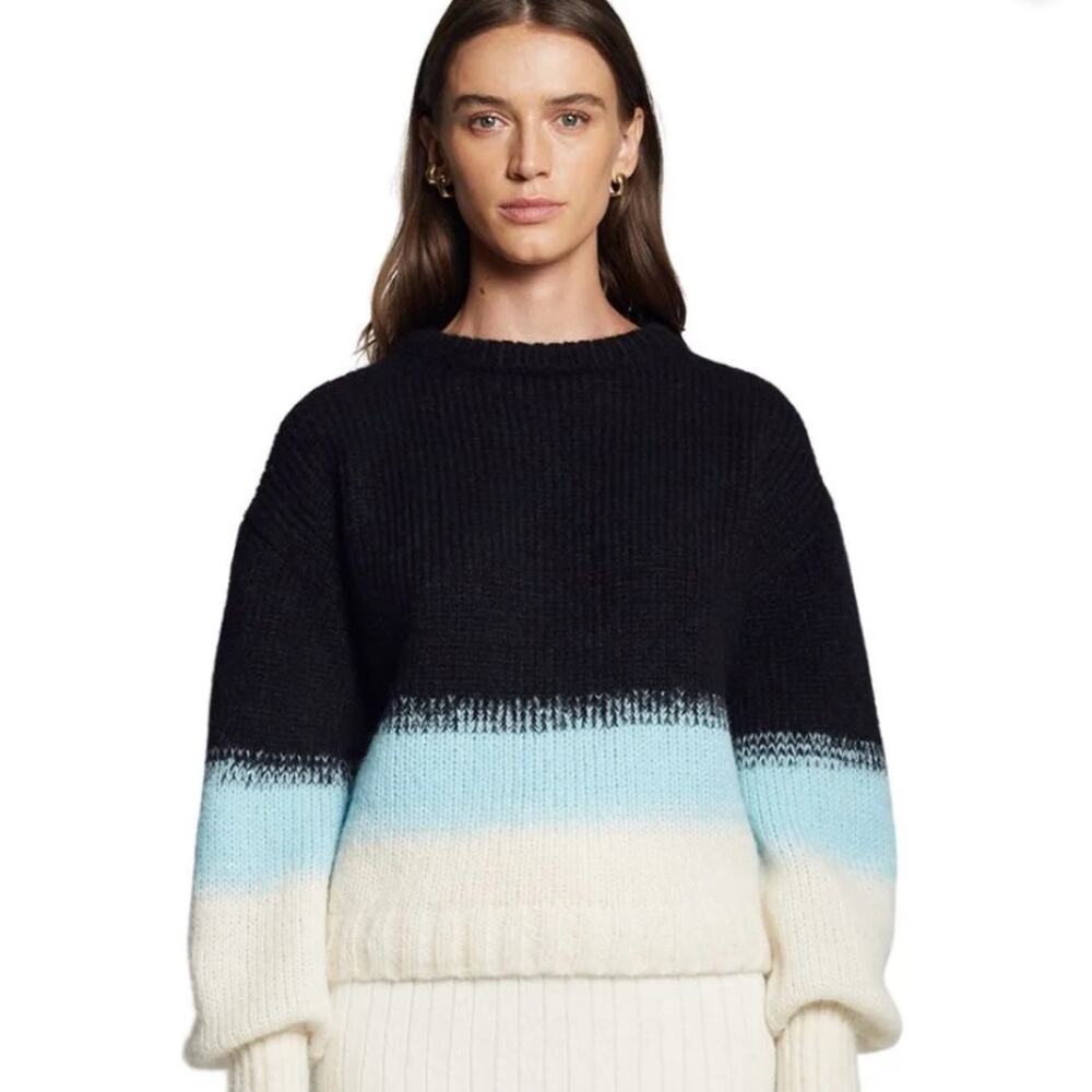 Eleven Six Sonia Ombré Colorblock Alpaca Cropped Sweater M/L NWT $328